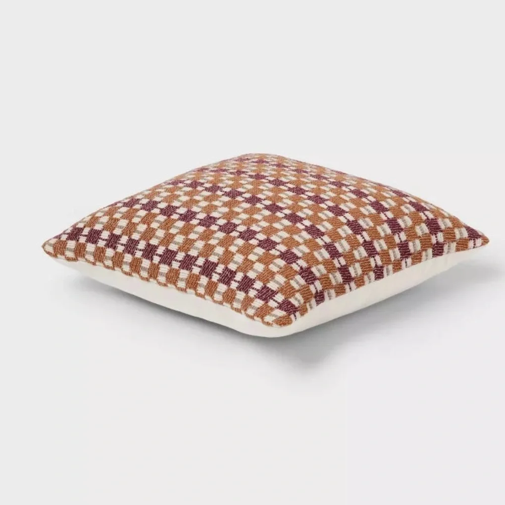 Threshold | Accents | New Threshold Woven Checkered Pillow In Burgundy ...